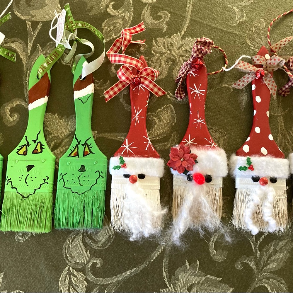 Paintbrush ornaments -hand painted